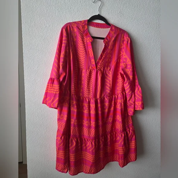 SHEIN Pink and Orange Aztec CHIC Patterned Dress - Picture 7 of 8